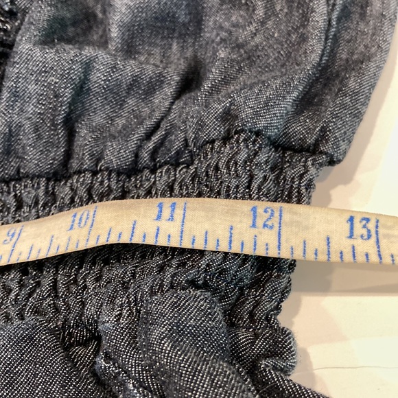 Mudd navy blue denim romper, tuxedo button, elastic waist, front size M (J1072) - Picture 12 of 14